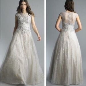 basix black label illusion bodice lace and sequin appliqué silver frost size 6